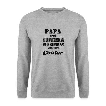 Papa und Feuerwehrmann - Unisex Pullover - Weißgrau meliert - Vorne - Alina (178cm) & Michal (187cm)