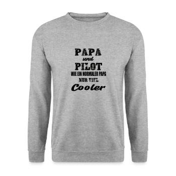 Papa und Pilot - Unisex Pullover - Weißgrau meliert - Vorne - Alina (178cm) & Michal (187cm)