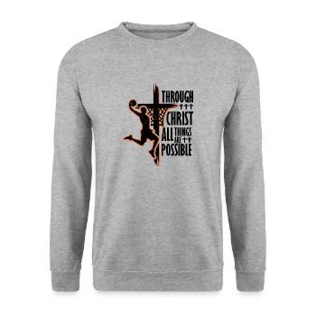 Basketball chrétien Jésus-Christ Basketball - Sweat-shirt Unisexe - gris chiné - Devant - Alina (178cm) & Michal (187cm)