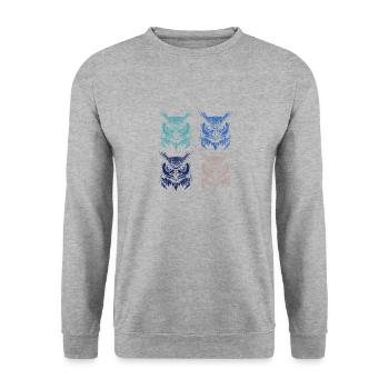Nature Owl Wildlife Forest Animal Artsy Owl - Unisex Sweatshirt - salt & pepper - Front - Alina (178cm) & Michal (187cm)