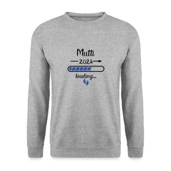 Mutti 2024 Loading Schwangerschaft Mutter Mutter - Unisex Pullover - Weißgrau meliert - Vorne - Alina (178cm) & Michal (187cm)