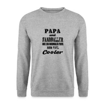 Papa und Handballer Handball Papa Ballsport - Unisex Pullover - Weißgrau meliert - Vorne - Alina (178cm) & Michal (187cm)