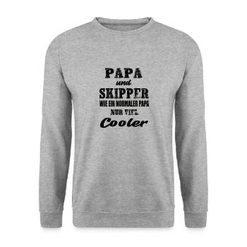 Papa und Skipper Segeln Skipper Boot Segelyacht - Unisex Pullover - Weißgrau meliert - Vorne - Alina (178cm) & Michal (187cm)
