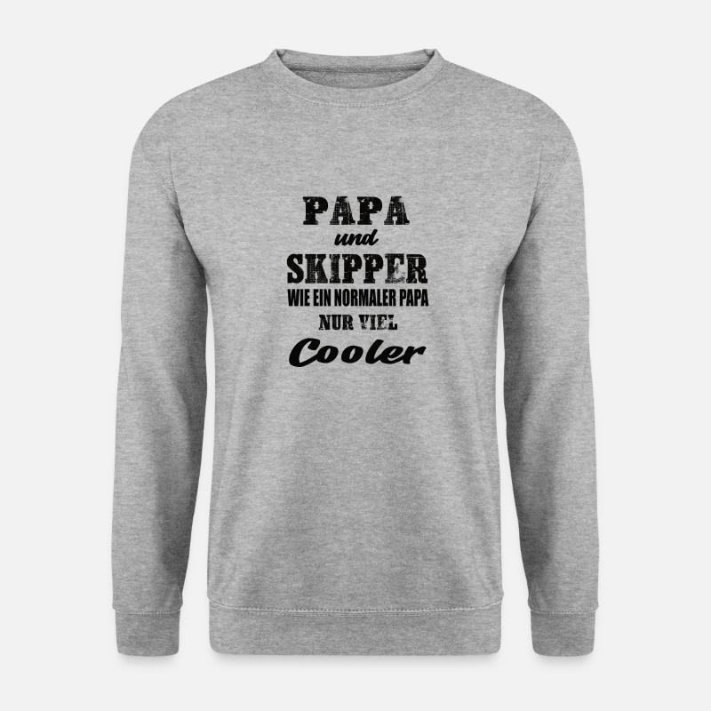 Papa und Skipper Segeln Skipper Boot Segelyacht - Unisex Pullover - Weißgrau meliert