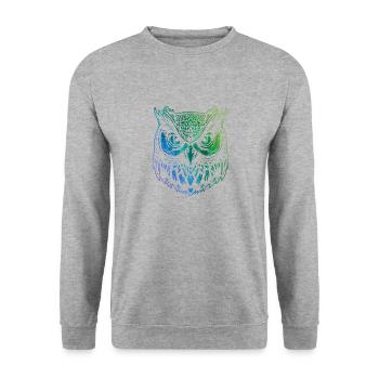 Art coloré, oiseaux, hiboux, animaux de la forêt - Sweat-shirt Unisexe - gris chiné - Devant - Alina (178cm) & Michal (187cm)