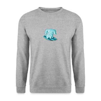 süßer kawaii elefant auf surfboard surfer surfen - Unisex Pullover - Weißgrau meliert - Vorne - Alina (178cm) & Michal (187cm)
