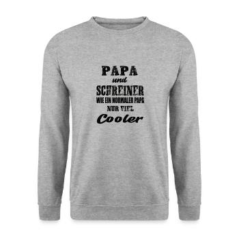 Papa und Schreiner - Unisex Pullover - Weißgrau meliert - Vorne - Alina (178cm) & Michal (187cm)