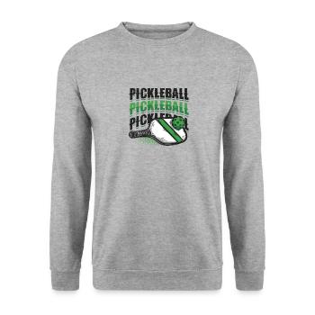Pickleball-Liebhaber - Unisex Pullover - Weißgrau meliert - Vorne - Alina (178cm) & Michal (187cm)
