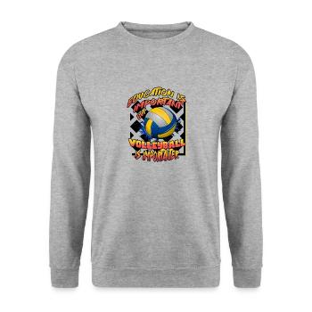 L’éducation est importante, mais le vollyball est important - Sweat-shirt Unisexe - gris chiné - Devant - Alina (178cm) & Michal (187cm)