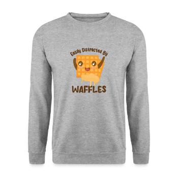 Distrait par les gaufres, les crêpes, la - Sweat-shirt Unisexe - gris chiné - Devant - Alina (178cm) & Michal (187cm)