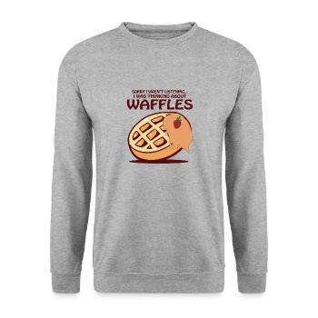 En pensant aux gaufres Delicious Waffle Chef - Sweat-shirt Unisexe - gris chiné - Devant - Alina (178cm) & Michal (187cm)