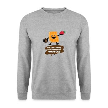 Thinking About Eating Waffles Syrup Cute Waffle - Unisex Sweatshirt - salt & pepper - Front - Alina (178cm) & Michal (187cm)