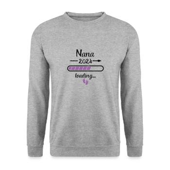 Nana 2024 Loading Pregnancy Grandmother Birth - Unisex Sweatshirt - salt & pepper - Front - Alina (178cm) & Michal (187cm)