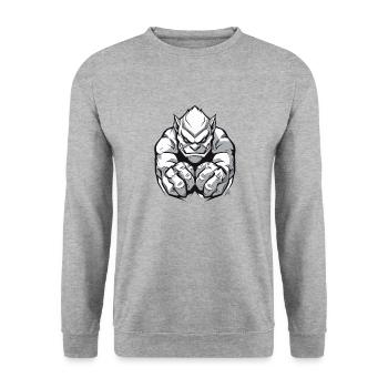 cool Gamer - Unisex Pullover - Weißgrau meliert - Vorne - Alina (178cm) & Michal (187cm)