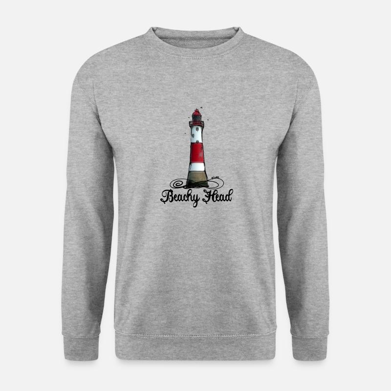 Leuchtturm Dover England Beachy Head Eastbourne - Unisex Pullover - Weißgrau meliert