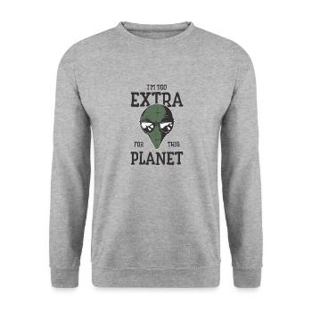 Alien Extrovert Extraterrestrial Beings Cool Alien - Unisex Sweatshirt - salt & pepper - Front - Alina (178cm) & Michal (187cm)