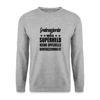 Ernährungsberater Superheld Spruch - Unisex Pullover - Weißgrau meliert - Vorne - Alina (178cm) & Michal (187cm)