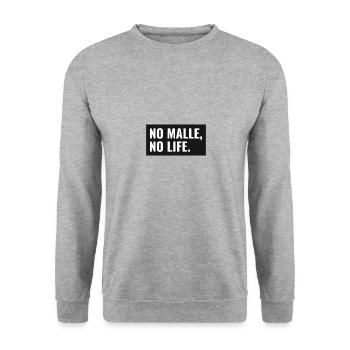No Malle no life-Partytshirt-Mallorca - Unisex Pullover - Weißgrau meliert - Vorne - Alina (178cm) & Michal (187cm)