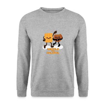 Waffle and Falafel Ironic Food Mix - Unisex Sweatshirt - salt & pepper - Front - Alina (178cm) & Michal (187cm)
