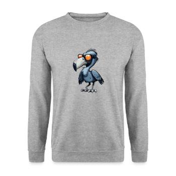 Schuhschnabel mit Sonnenbrille - Unisex Pullover - Weißgrau meliert - Vorne - Alina (178cm) & Michal (187cm)