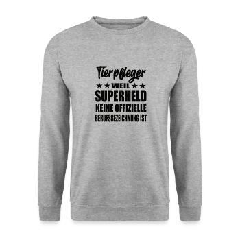 Tierpfleger Superheld Spruch - Unisex Pullover - Weißgrau meliert - Vorne - Alina (178cm) & Michal (187cm)