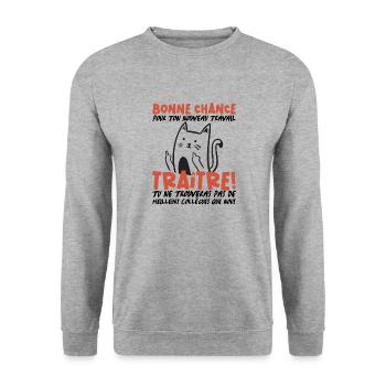 Départ Collègue Nouvel Emploi idée Cadeau Travail - Sweat-shirt Unisexe - gris chiné - Devant - Alina (178cm) & Michal (187cm)