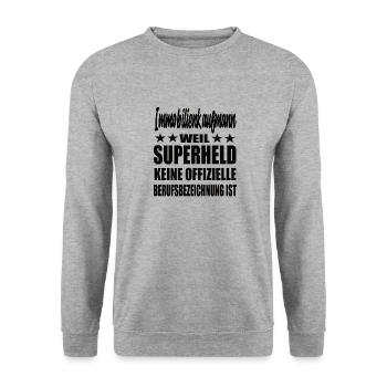 Immobilienkaufmann Superheld Spruch - Unisex Pullover - Weißgrau meliert - Vorne - Alina (178cm) & Michal (187cm)