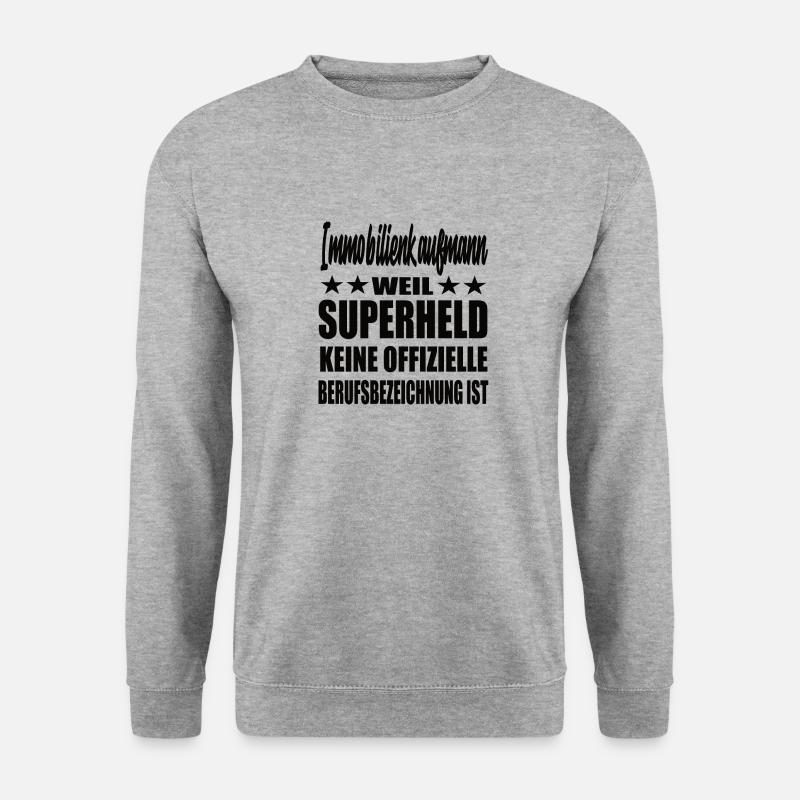 Immobilienkaufmann Superheld Spruch - Unisex Pullover - Weißgrau meliert