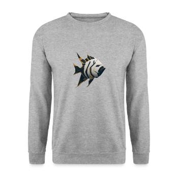 Geometric Fish - Unisex Sweatshirt - salt & pepper - Front - Alina (178cm) & Michal (187cm)