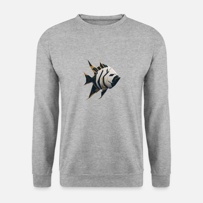 Geometrischer Fisch - Unisex Pullover - Weißgrau meliert