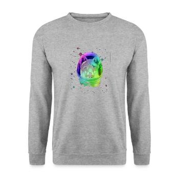 Raum Fox - Unisex Pullover - Weißgrau meliert - Vorne - Alina (178cm) & Michal (187cm)