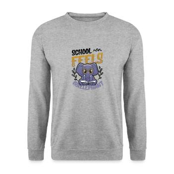 School Feels Irrelephant, Anti School - Unisex Sweatshirt - salt & pepper - Front - Alina (178cm) & Michal (187cm)