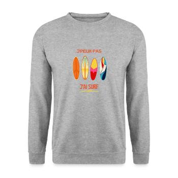 J'peux pas j'ai surf - surfeuse - humour - sport - Sweat-shirt Unisexe - gris chiné - Devant - Alina (178cm) & Michal (187cm)