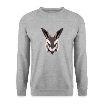 Minimalistisches Kaninchen - Unisex Pullover - Weißgrau meliert - Vorne - Alina (178cm) & Michal (187cm)