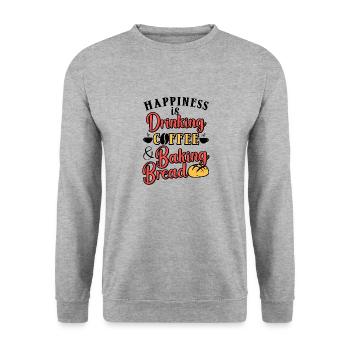 Cuisson au four, Pain, Caféine, Boulanger de pain - Sweat-shirt Unisexe - gris chiné - Devant - Alina (178cm) & Michal (187cm)