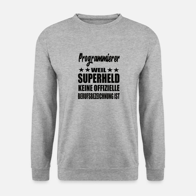 Programmierer Superheld Spruch - Unisex Pullover - Weißgrau meliert