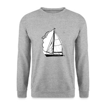 Segelschiff Segler Segelboot Segelsport Segeln - Unisex Pullover - Weißgrau meliert - Vorne - Alina (178cm) & Michal (187cm)