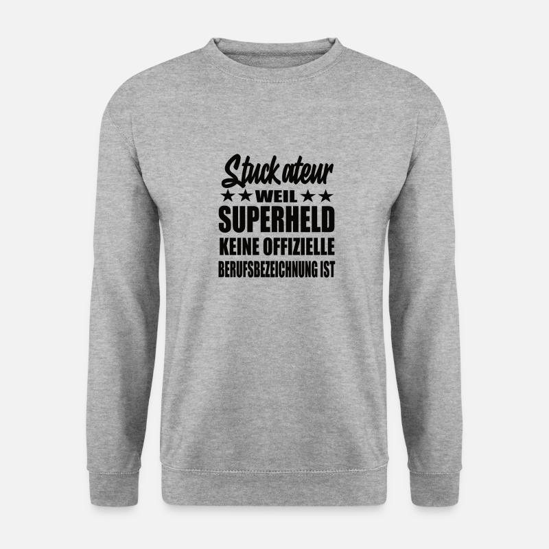 Stuckateur Superheld Spruch - Unisex Pullover - Weißgrau meliert