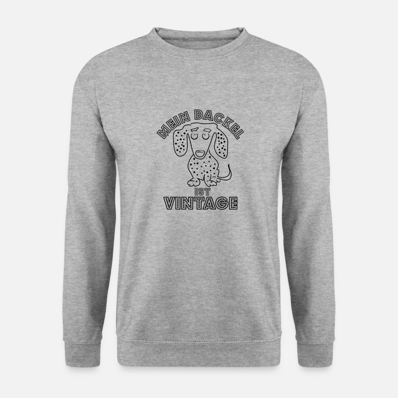 Dackel - Hund - Unisex Pullover - Weißgrau meliert