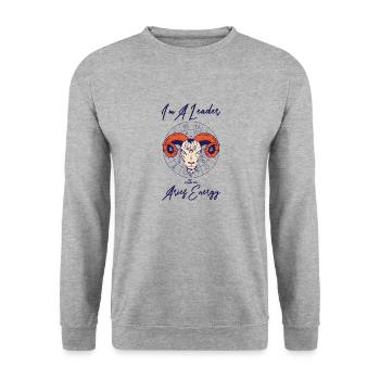 Widder Energie Astrologie Führung Astrologie Fan - Unisex Pullover - Weißgrau meliert - Vorne - Alina (178cm) & Michal (187cm)