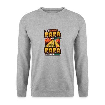 Camping Papa, campfire - Unisex Sweatshirt - salt & pepper - Front - Alina (178cm) & Michal (187cm)