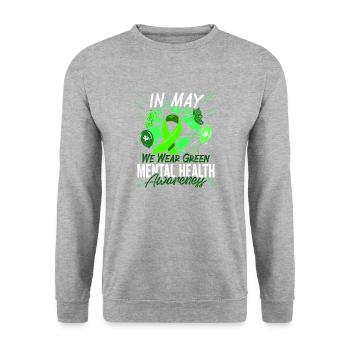 We Wear Lime Green Rainbow For Mental Health Aware - Unisex Sweatshirt - salt & pepper - Front - Alina (178cm) & Michal (187cm)