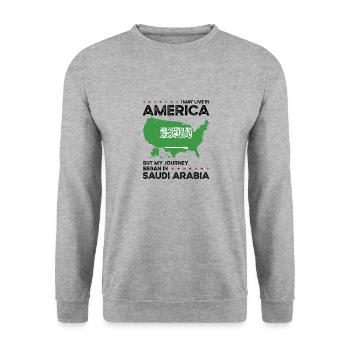 Born Saudi Arabian Saudi Arabia American USA - Unisex Sweatshirt - salt & pepper - Front - Alina (178cm) & Michal (187cm)