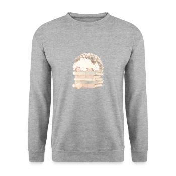 Hérisson dort sur les livres - Sweat-shirt Unisexe - gris chiné - Devant - Alina (178cm) & Michal (187cm)