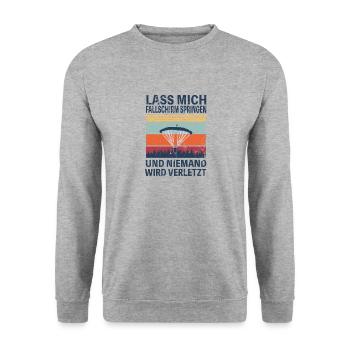 Fallschirmspringer lustiger Spruch Retro - Unisex Pullover - Weißgrau meliert - Vorne - Alina (178cm) & Michal (187cm)