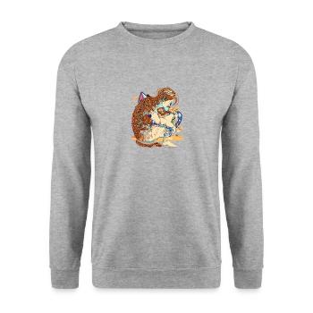 human and a cat - Unisex Sweatshirt - salt & pepper - Front - Alina (178cm) & Michal (187cm)