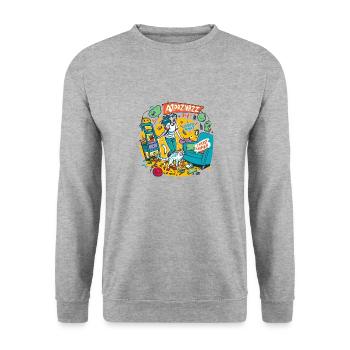angry woman and cat - Unisex Pullover - Weißgrau meliert - Vorne - Alina (178cm) & Michal (187cm)