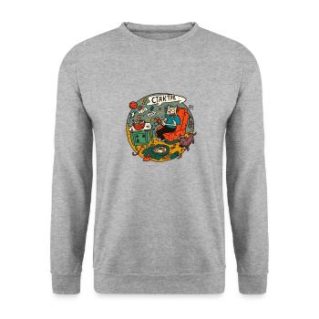 cats meaw - Unisex Pullover - Weißgrau meliert - Vorne - Alina (178cm) & Michal (187cm)