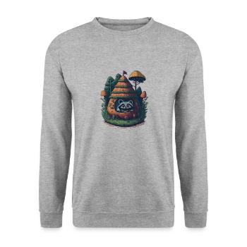 Raccoon in Cottagecore Home - Unisex Sweatshirt - salt & pepper - Front - Alina (178cm) & Michal (187cm)