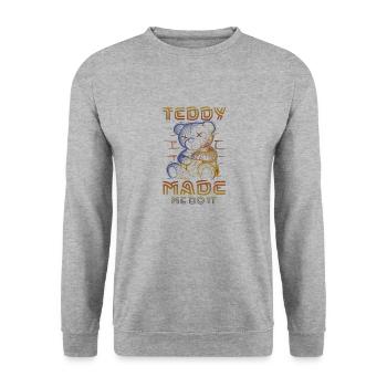 Teddy Hat Mich Dazu Gebracht - Unisex Pullover - Weißgrau meliert - Vorne - Alina (178cm) & Michal (187cm)